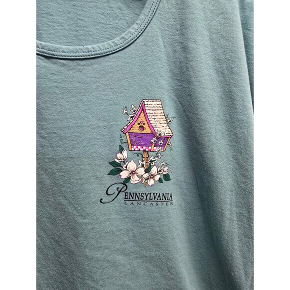 Vintage Womens Lancaster Pennsylvania Shirt Birdhouse Top Print Large Tee 90s L - Picture 2 of 8